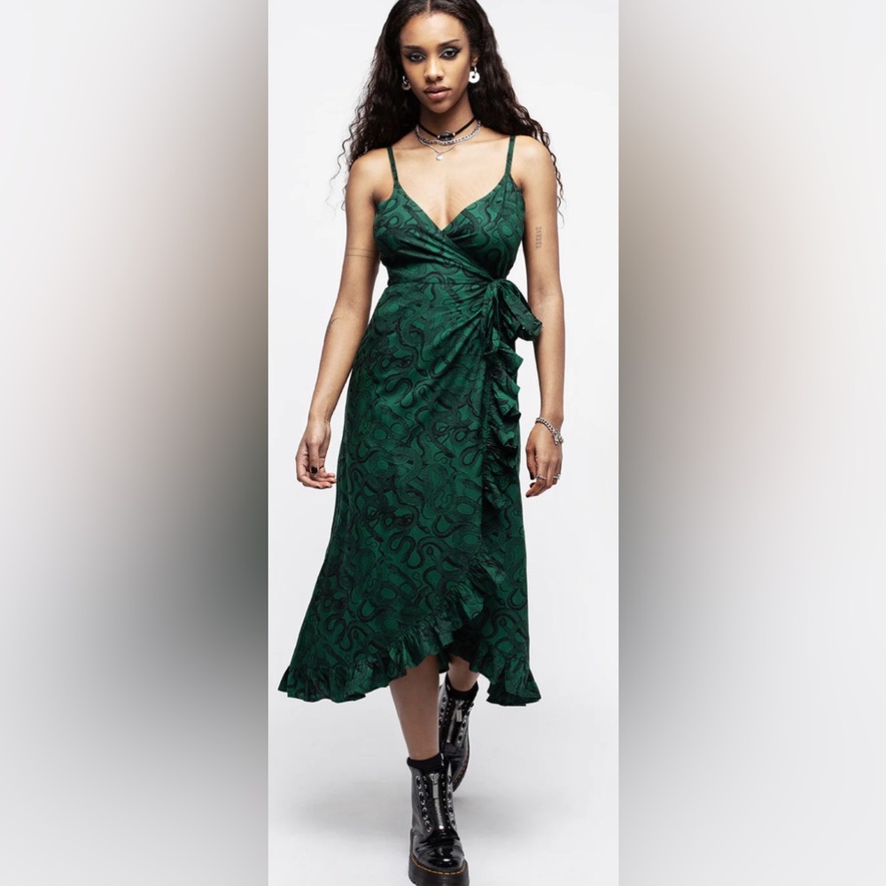Disturbia Ophidia Snake Print Cami Midaxi Wrap Dress